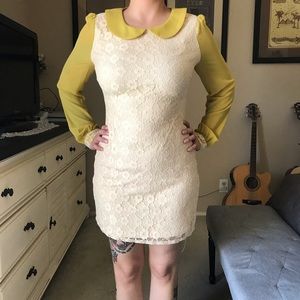 Alice Moon Peter Pan Collar Long Sleeve Lace Dress